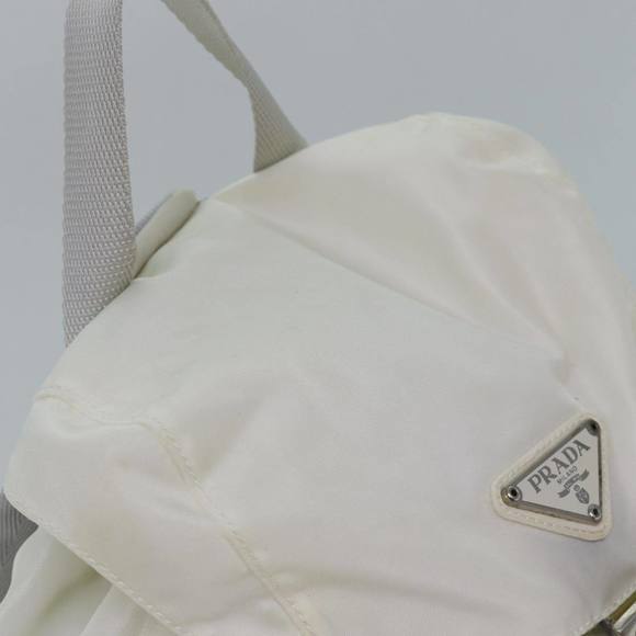 PRADA Backpack Nylon White Silver Auth 85291V main image 4